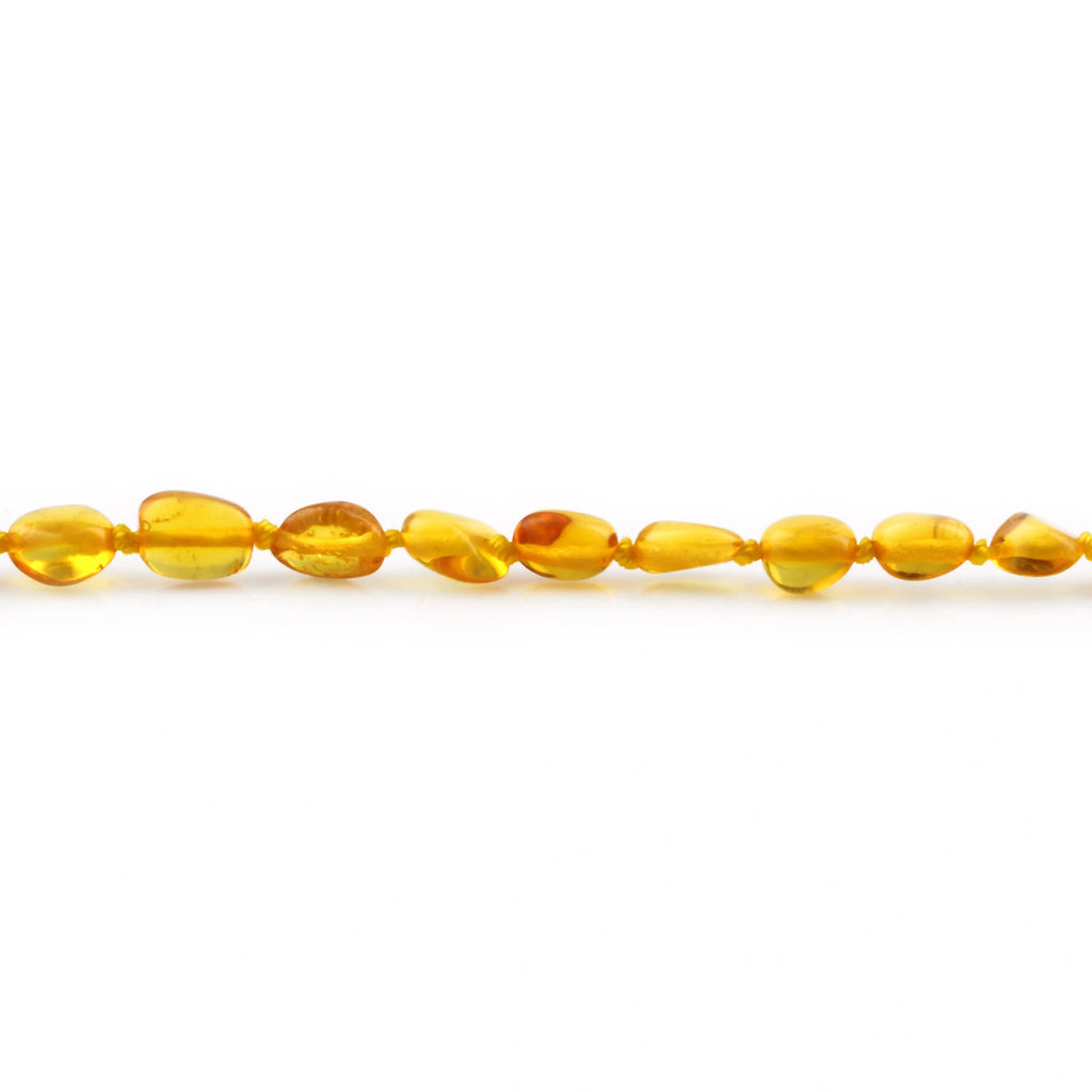 Baltic Amber Teething Bracelet. Olive Light Cognac Glossy 5mm - OL24