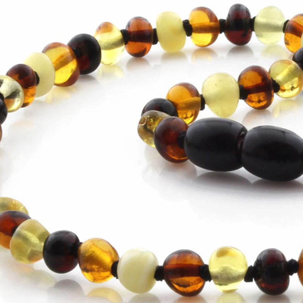 Baltic Amber Teething Necklace. Baroque Multicolour 5mm - BA5