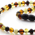 Baltic Amber Teething Necklace. Baroque Multicolour 5mm - BA5