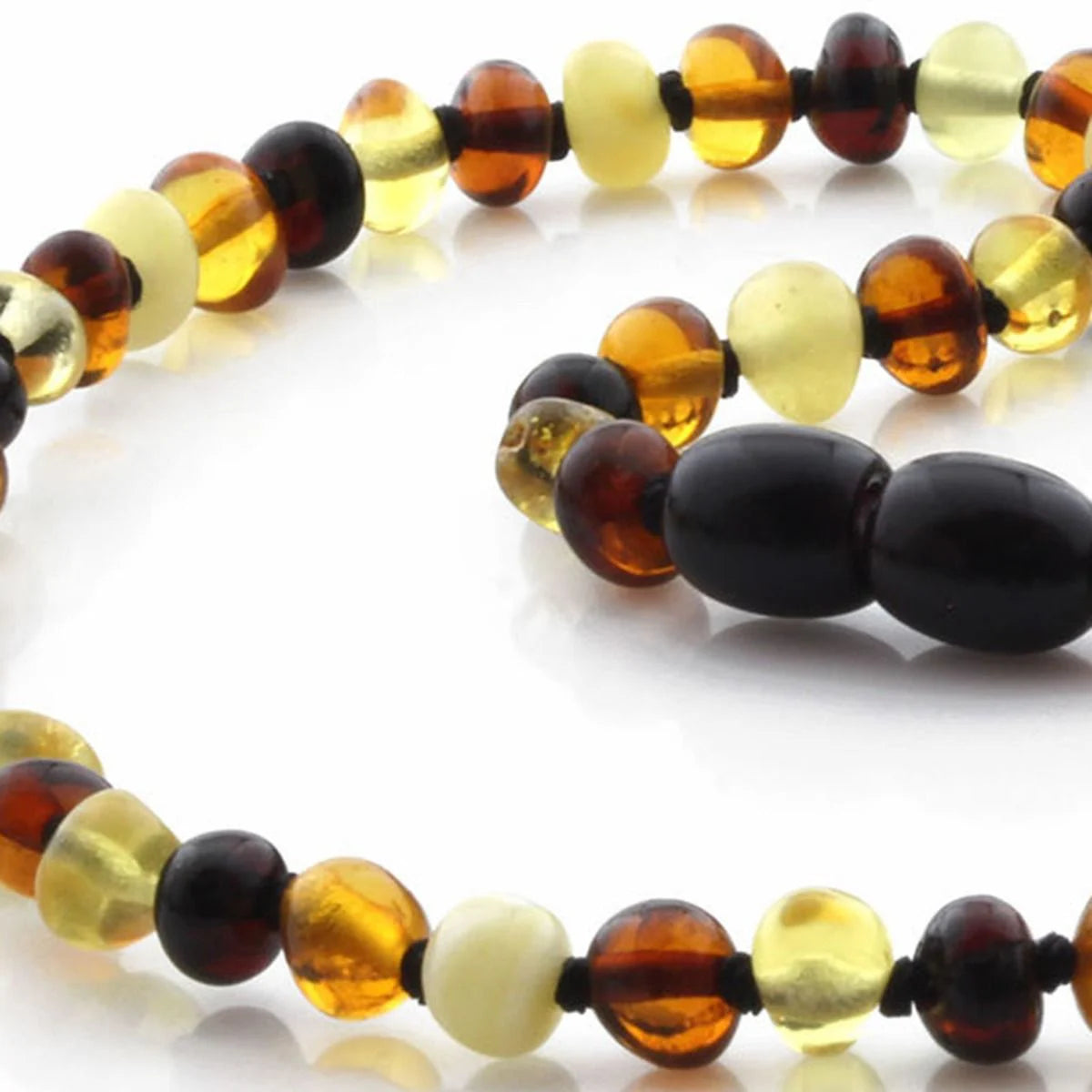 Baltic Amber Teething Necklace. Baroque Multicolour 5mm - BA5