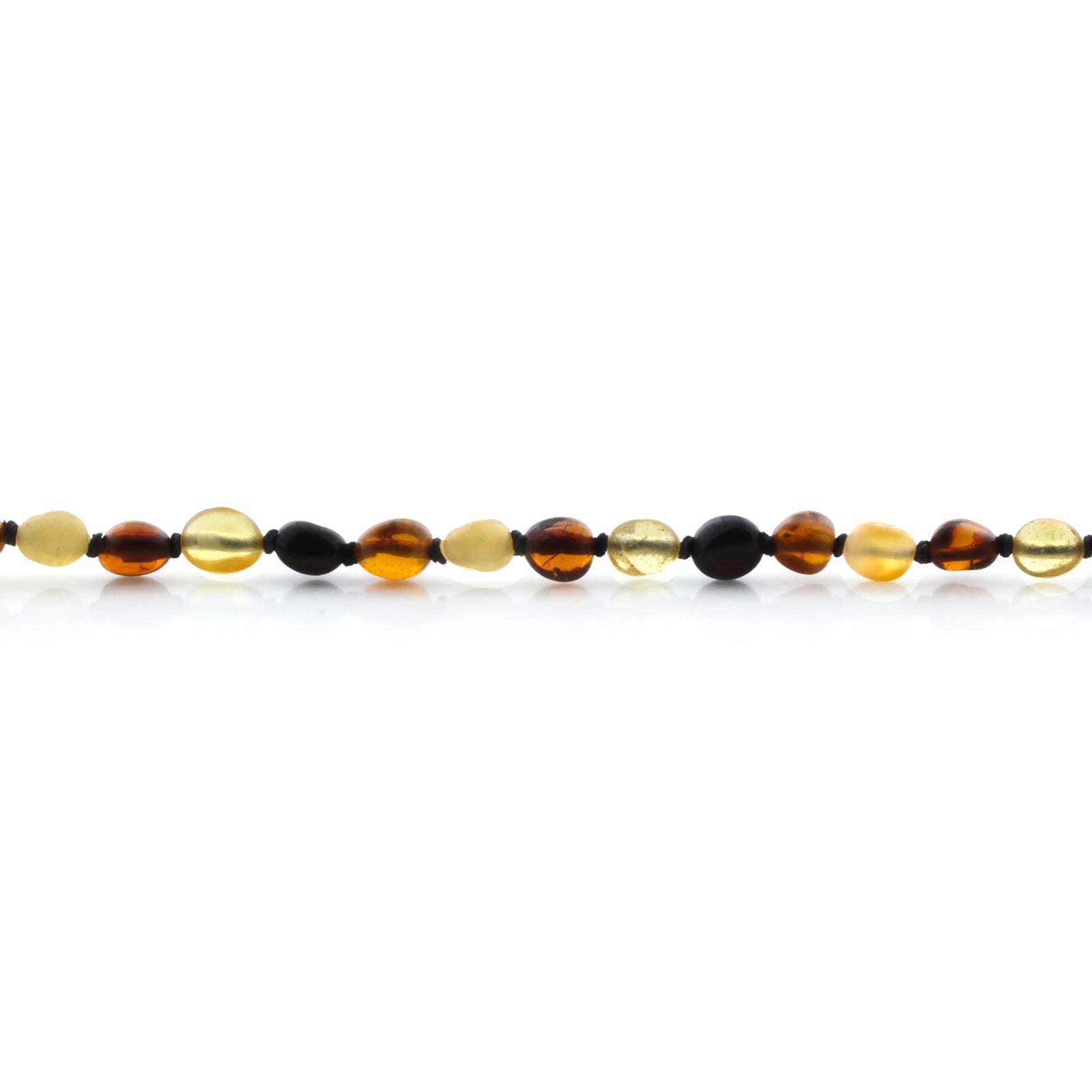 Baltic Amber Teething Bracelet. Olive Multicolor Glossy 5mm - OL58