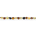 Baltic Amber Teething Necklace. Olive Multicolor Glossy 5mm - OL59