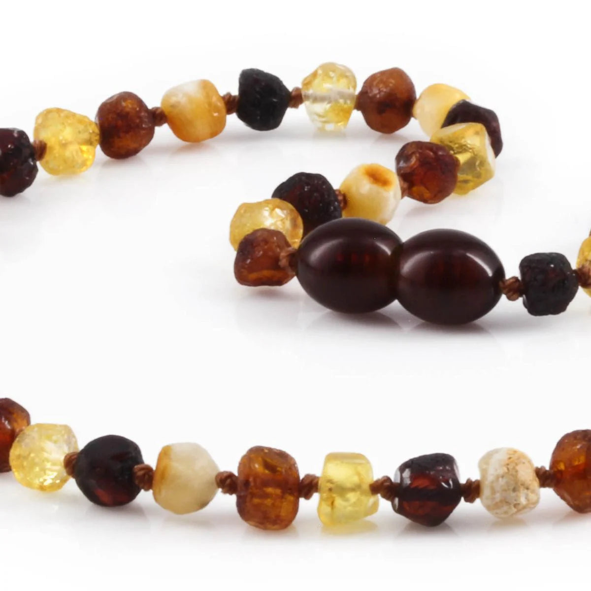 Baltic Amber Teething Necklace. Baroque Multicolour 5mm - BA35
