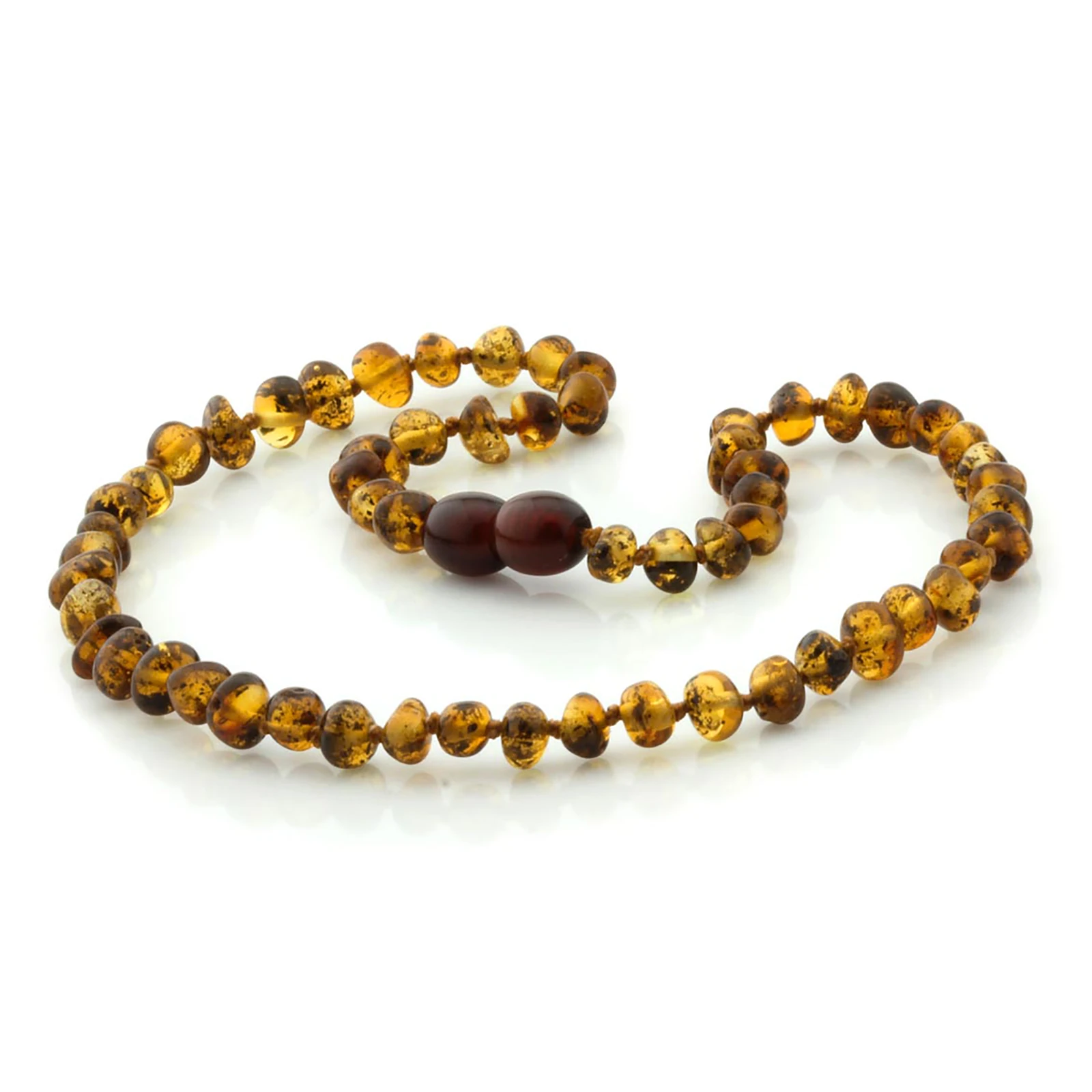 Baltic Amber Teething Necklace. Baroque Green 5mm - BA12