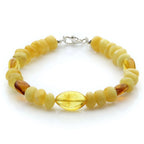 Adult Baltic Amber Bracelet & 925 Sterling Silver Clasp 18cm. EE02