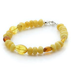 Adult Baltic Amber Bracelet & 925 Sterling Silver Clasp 18cm. EE02