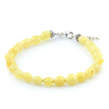 Yellow Baltic amber olive adult bracelet with sterling silver, 18cm