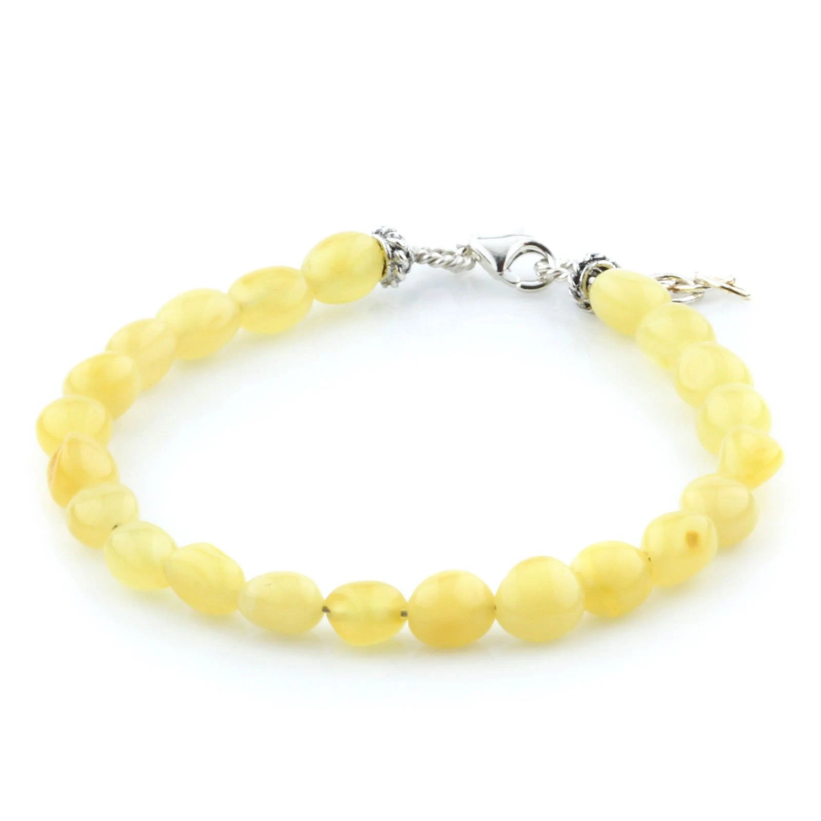 Adult Baltic Amber & 925 Sterling Silver Clasp Bracelet 18cm. SB98