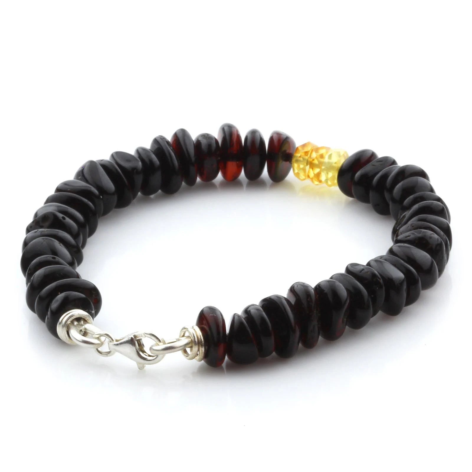 Adult Baltic Amber & 925 Sterling Silver Clasp Bracelet 18cm. SB91