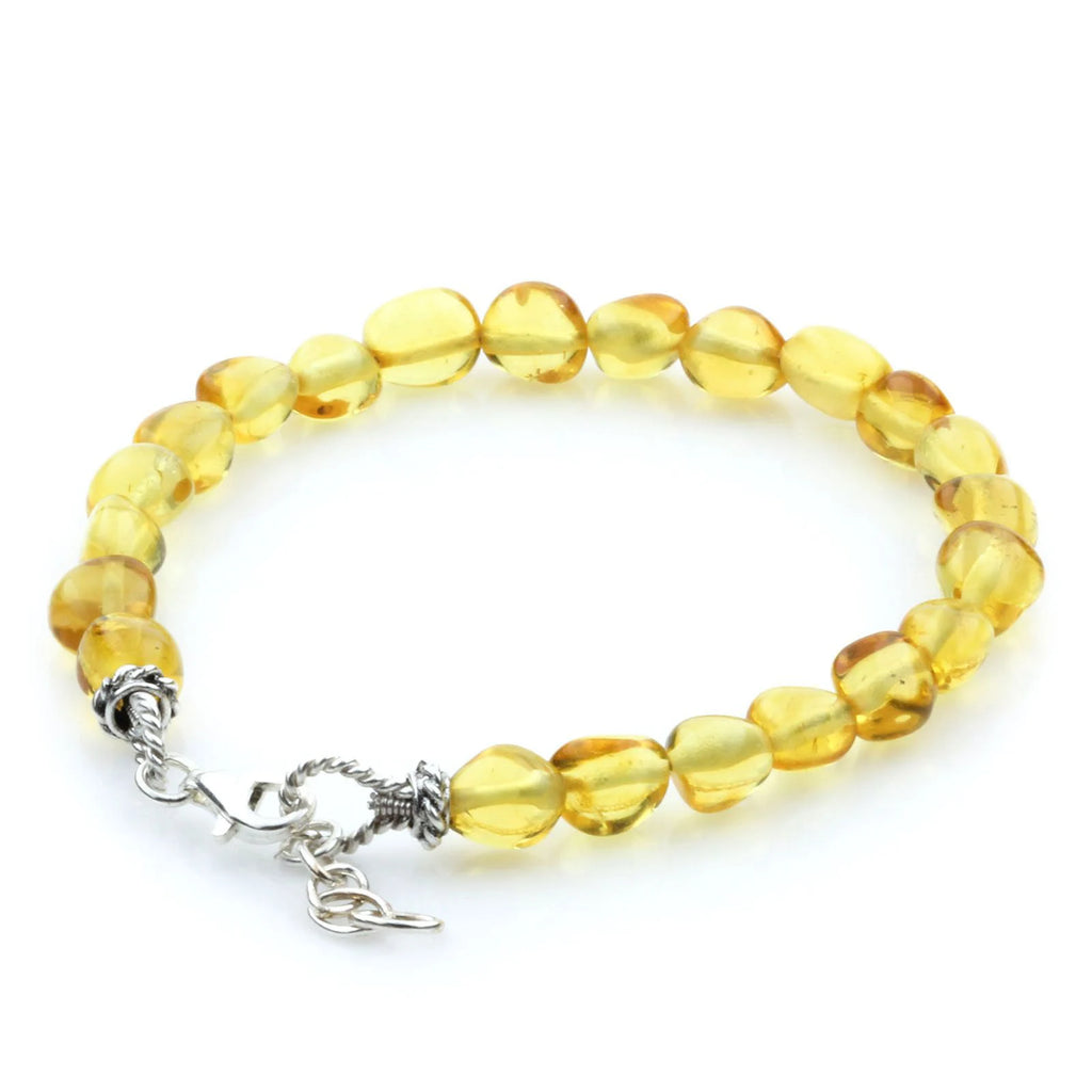 Adult Baltic Amber & 925 Sterling Silver Clasp Bracelet 18cm. SB96