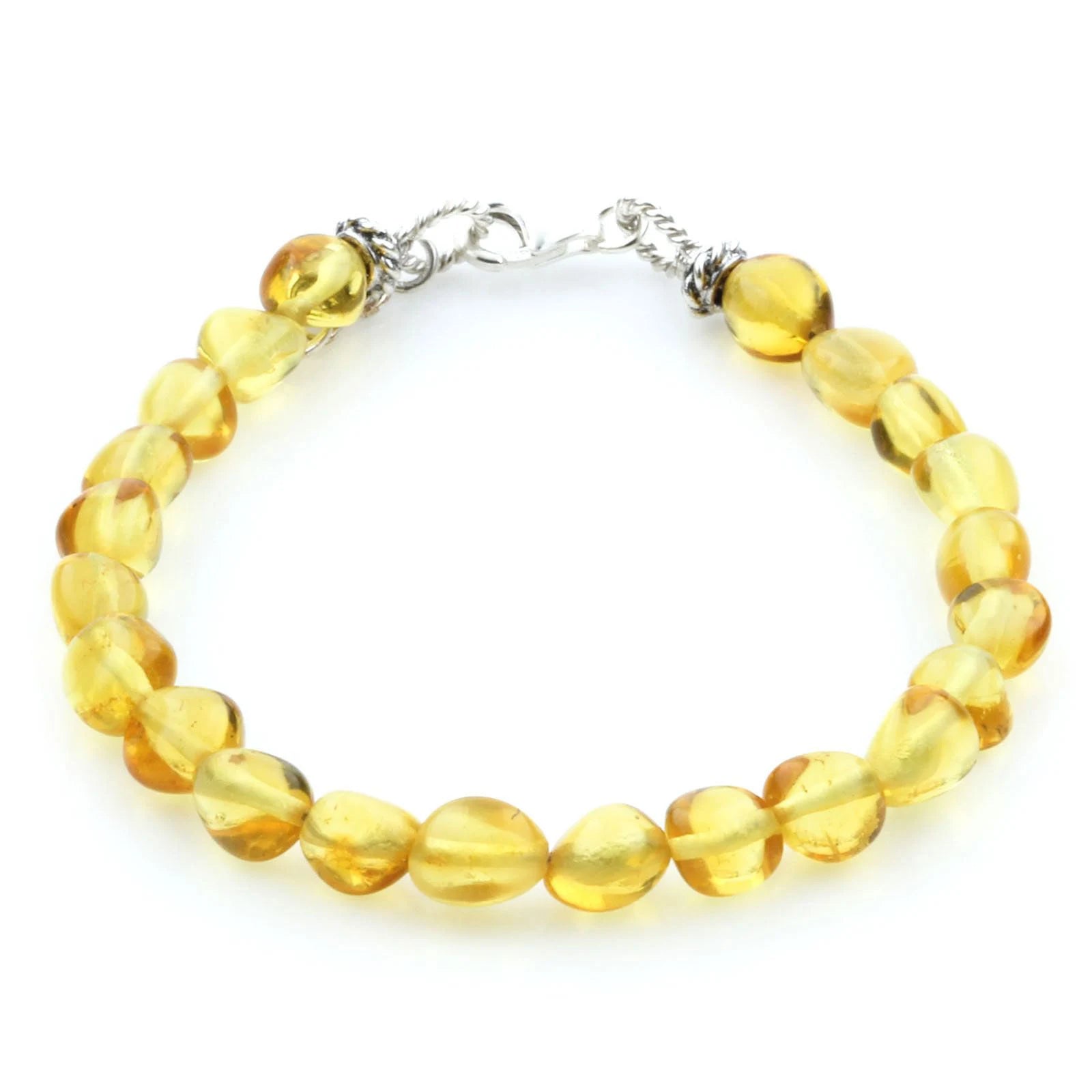 Adult Baltic Amber & 925 Sterling Silver Clasp Bracelet 18cm. SB96