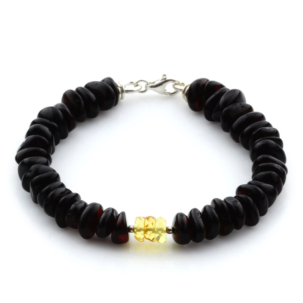 Adult Baltic Amber & 925 Sterling Silver Clasp Bracelet 18cm. SB91