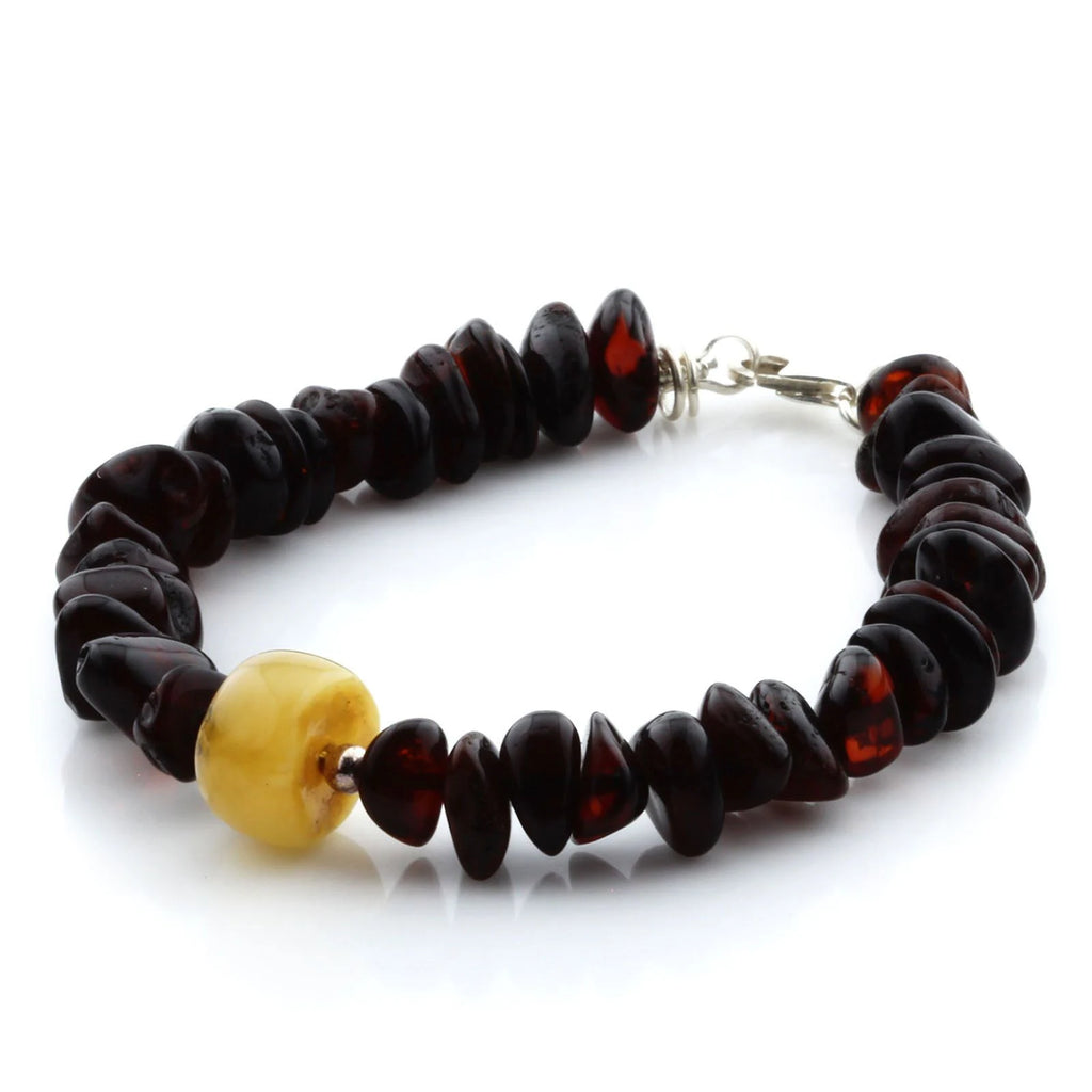 Adult Baltic Amber & 925 Sterling Silver Clasp Bracelet 18cm. SB83