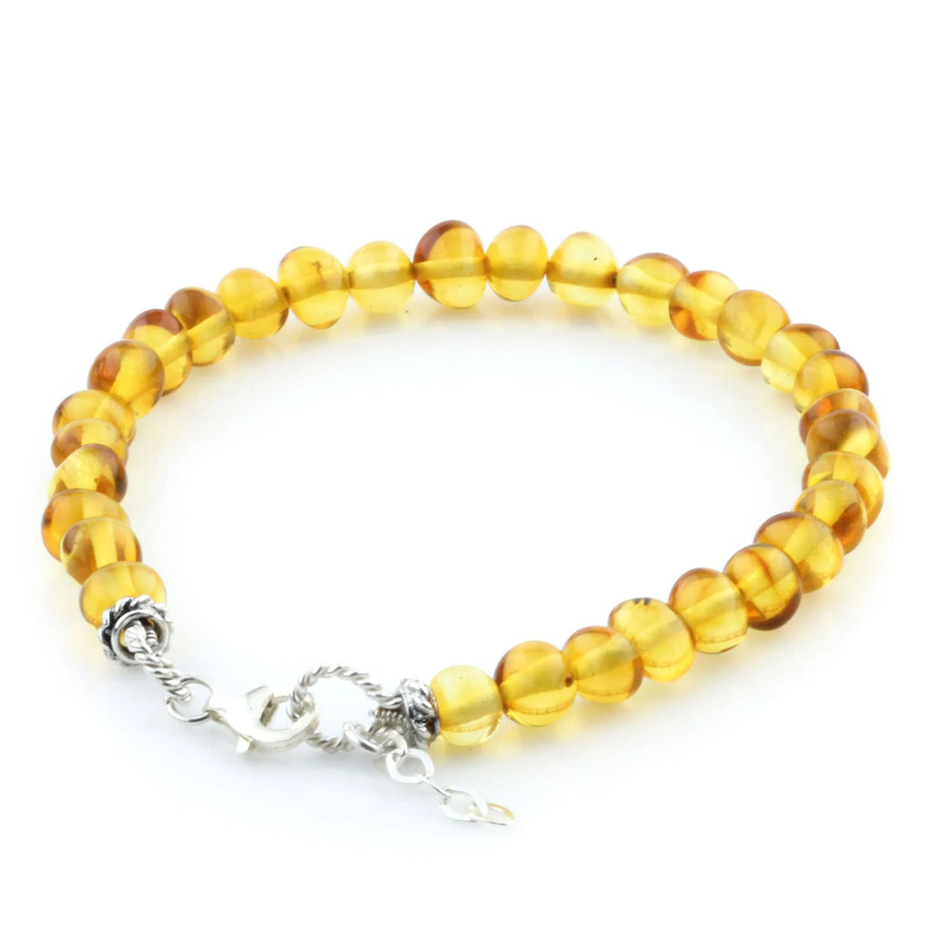 Adult Baltic Amber & 925 Sterling Silver Clasp Bracelet 18cm. SB102