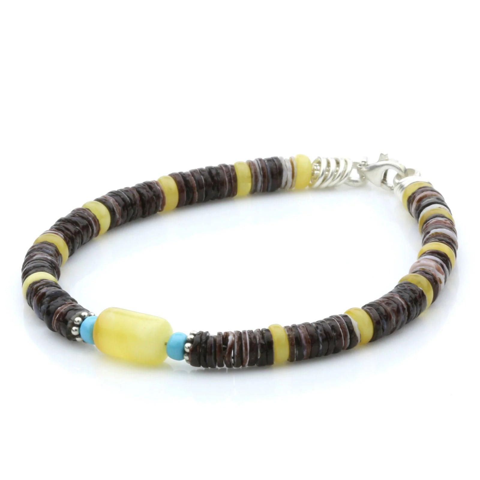 OYSTER SHELL BALTIC AMBER 925 STERLING SILVER BRACELET. SPT01