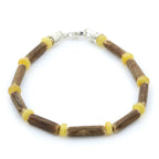 SIGIDE VINE WOOD & BALTIC AMBER 925 STERLING SILVER BRACELET. SPT02