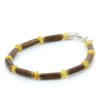 SIGIDE VINE WOOD & BALTIC AMBER 925 STERLING SILVER BRACELET. SPT02