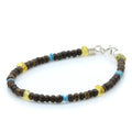 NATURAL BALTIC AMBER WOOD TURQUOISE 925 STERLING SILVER BRACELET. SPT04