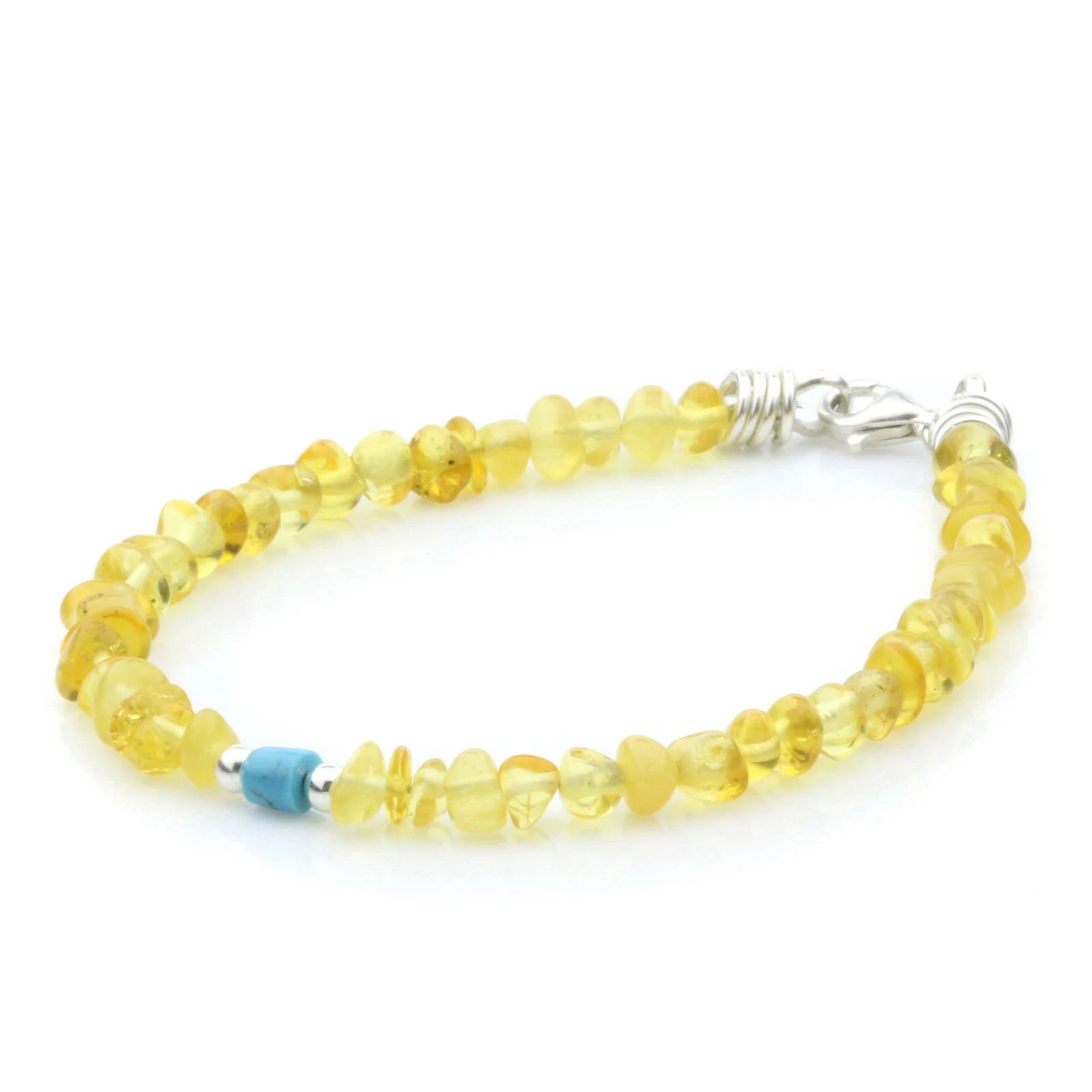 NATURAL BALTIC AMBER TURQUOISE 925 STERLING SILVER BRACELET. SPT05