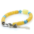 NATURAL BALTIC AMBER TURQUOISE 925 STERLING SILVER BRACELET. SPT06