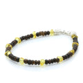 COCONUT WOOD & BALTIC AMBER 925 STERLING SILVER BRACELET. SPT08