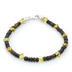 COCONUT WOOD & BALTIC AMBER 925 STERLING SILVER BRACELET. SPT08