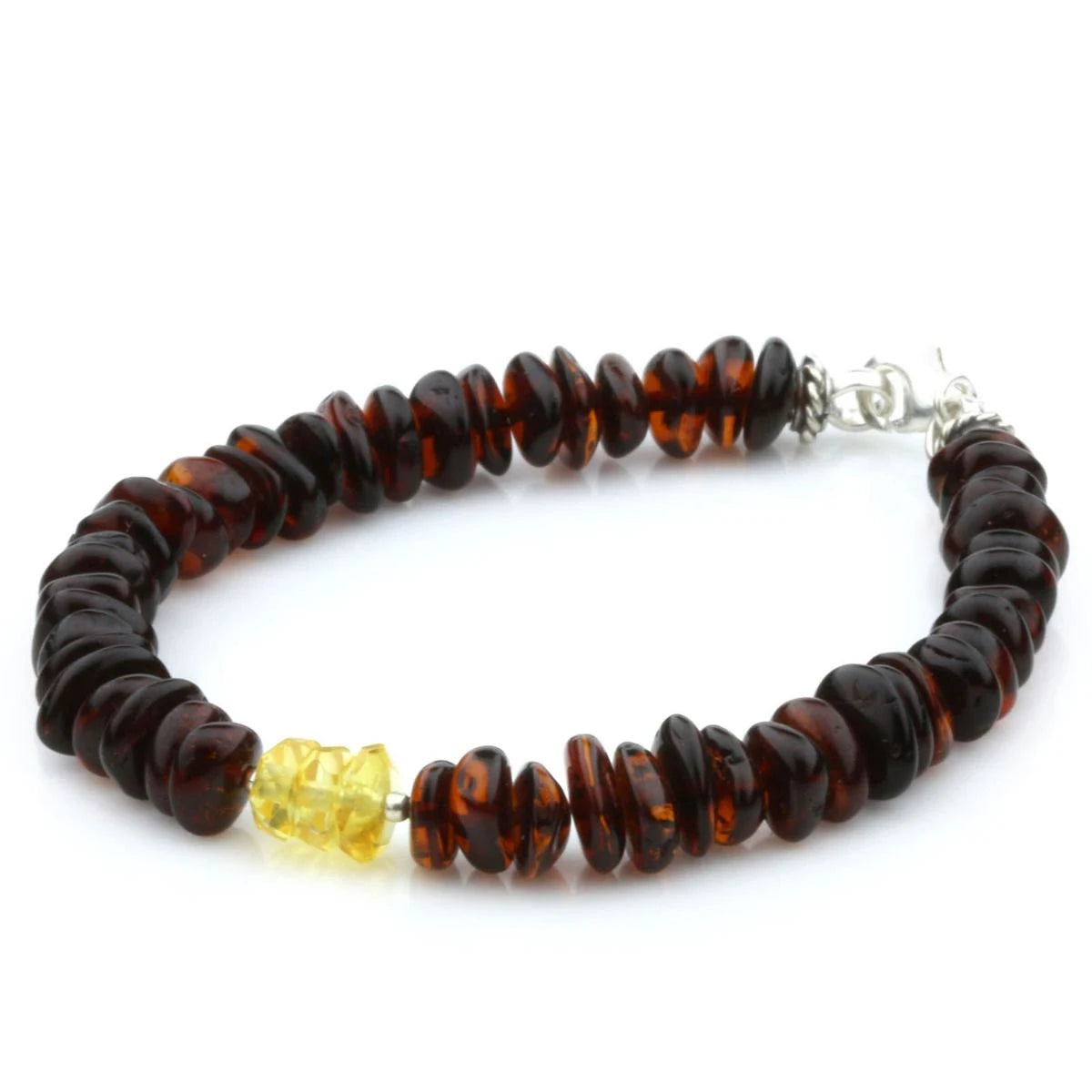 NATURAL BALTIC AMBER WOOD TURQUOISE 925 STERLING SILVER BRACELET. SPT100
