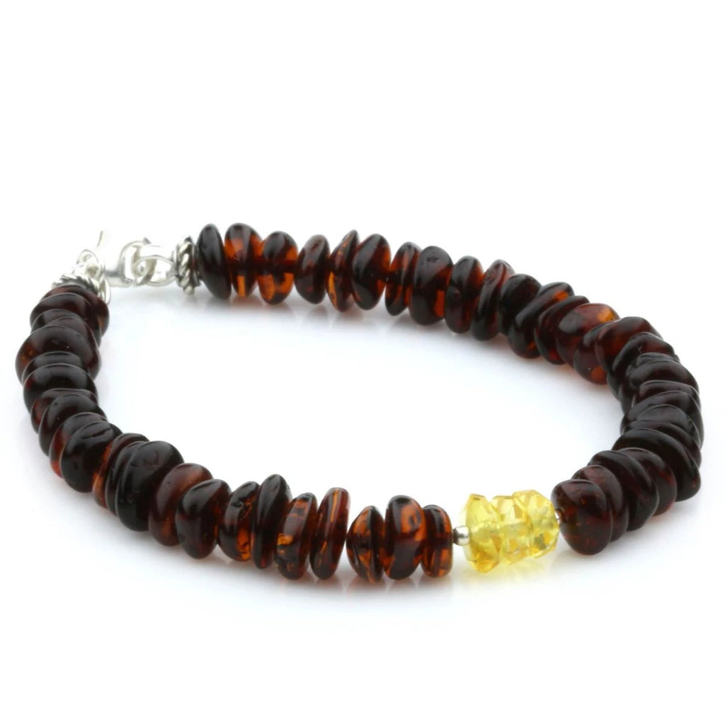 NATURAL BALTIC AMBER WOOD TURQUOISE 925 STERLING SILVER BRACELET. SPT100