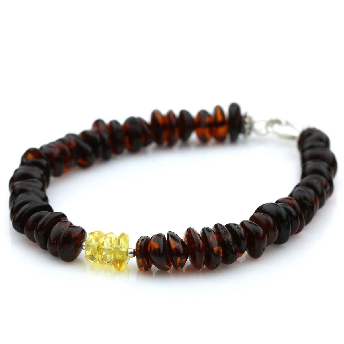 NATURAL BALTIC AMBER WOOD TURQUOISE 925 STERLING SILVER BRACELET. SPT100