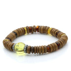 NATURAL BALTIC AMBER WOOD 925 STERLING SILVER BRACELET. SPT11