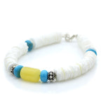 NATURAL BALTIC AMBER SHELL TURQUOISE 925 STERLING SILVER BRACELET. SPT13A