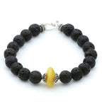 NATURAL BALTIC AMBER LAVA STONE 925 STERLING SILVER BRACELET. SPT18