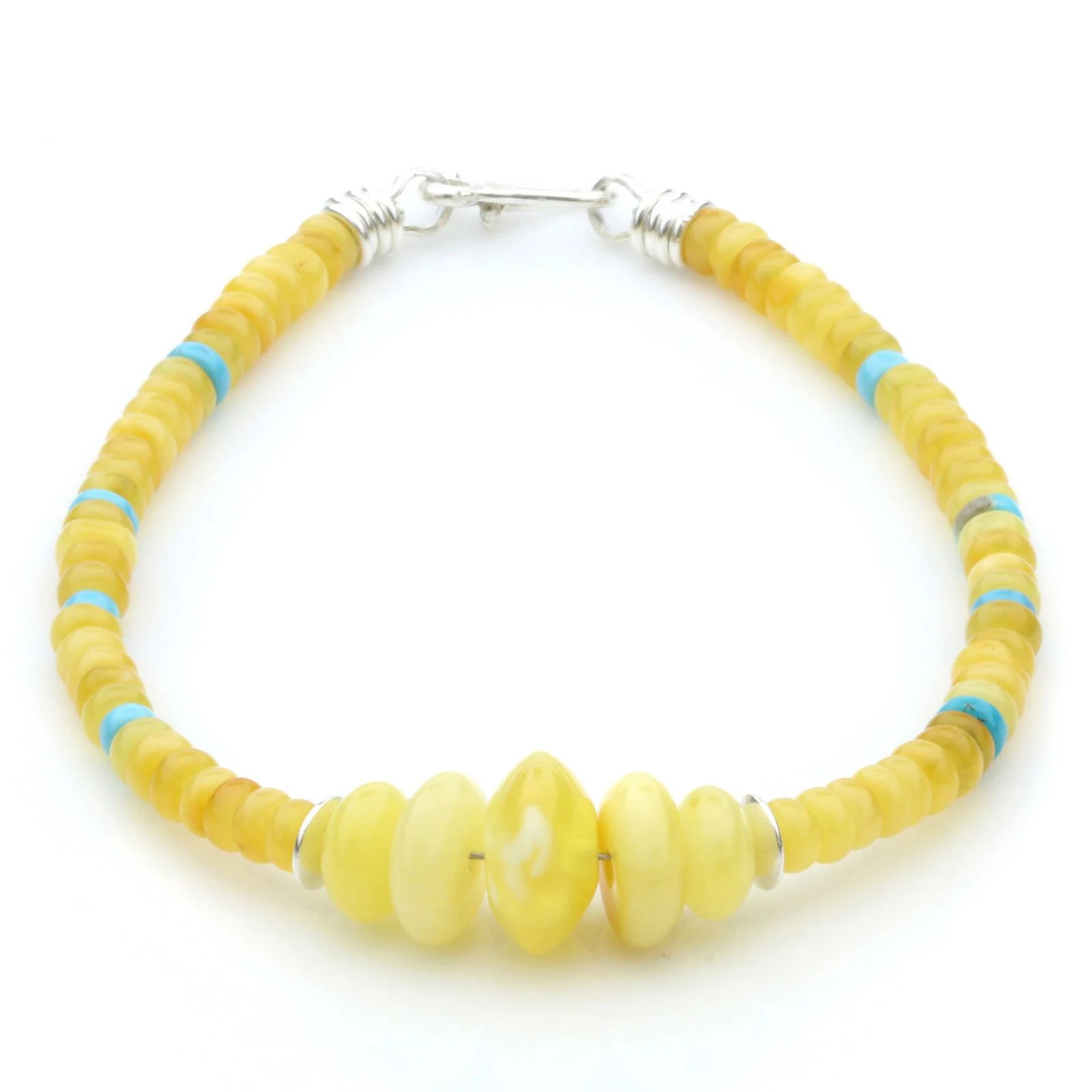 NATURAL BALTIC AMBER TURQUOISE 925 STERLING SILVER BRACELET. SPT19