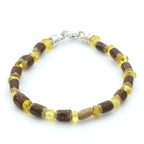 NATURAL BALTIC AMBER RICE WOOD 925 STERLING SILVER BRACELET. SPT23