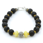 NATURAL BALTIC AMBER LAVA STONE 925 STERLING SILVER BRACELET. SPT30
