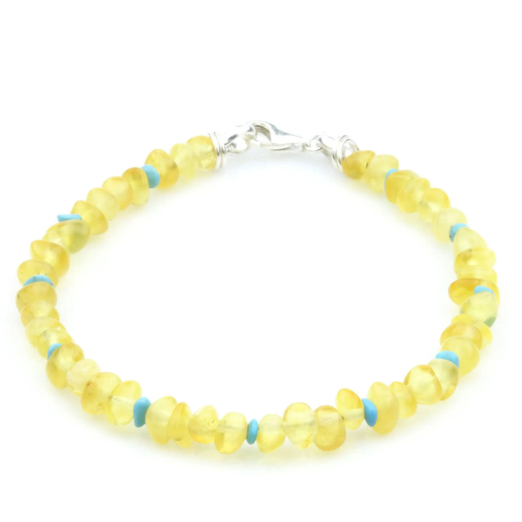 NATURAL BALTIC AMBER TURQUOISE 925 STERLING SILVER BRACELET. SPT39