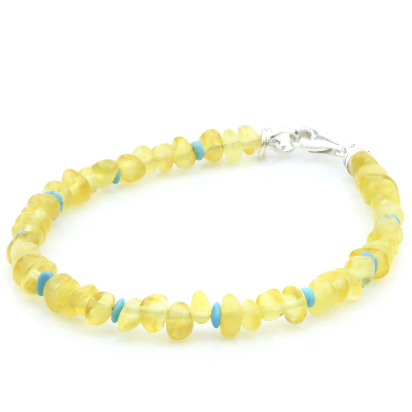NATURAL BALTIC AMBER TURQUOISE 925 STERLING SILVER BRACELET. SPT39