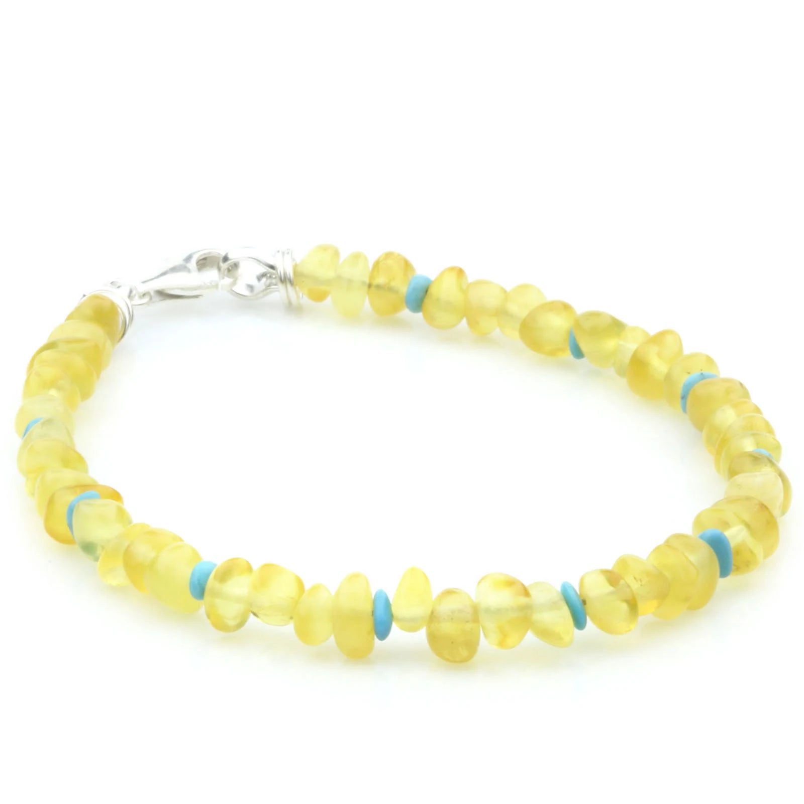 NATURAL BALTIC AMBER TURQUOISE 925 STERLING SILVER BRACELET. SPT39