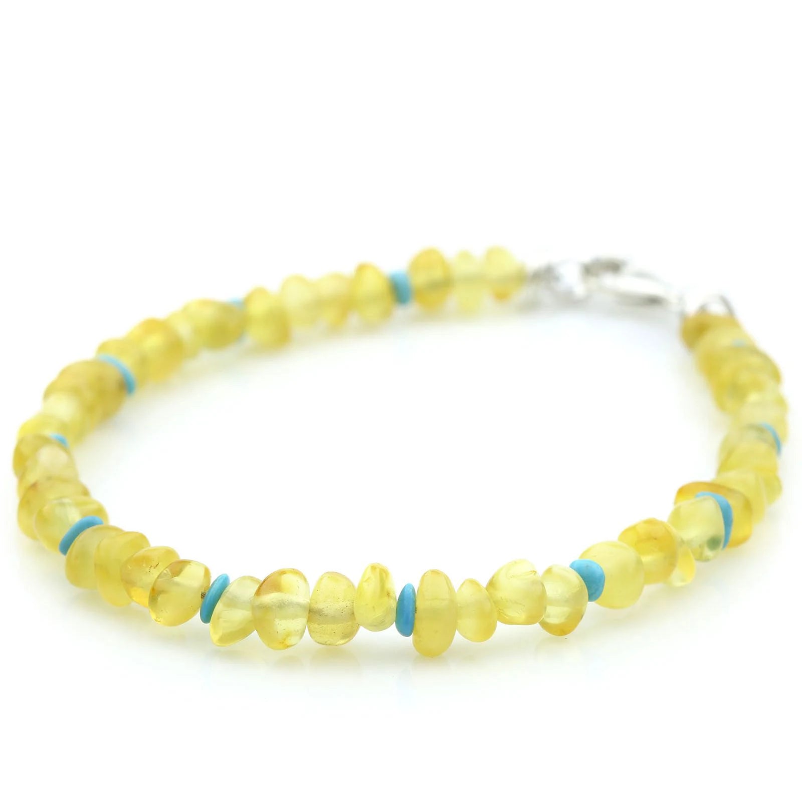 NATURAL BALTIC AMBER TURQUOISE 925 STERLING SILVER BRACELET. SPT39