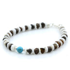 BALTIC AMBER, LITOB SHELL & TURQUOISE 925 STERLING SILVER BRACELET. SPT45
