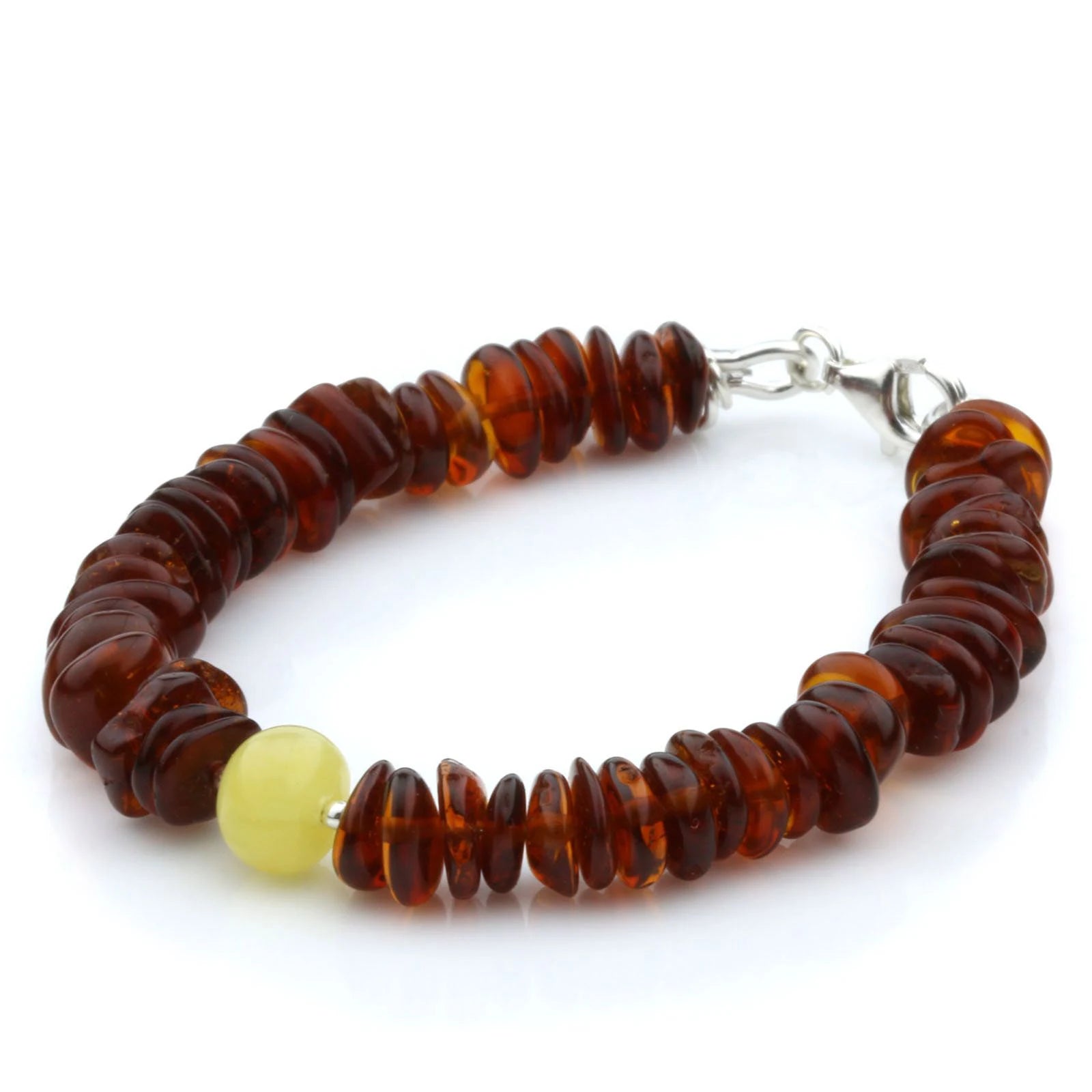 NATURAL BALTIC AMBER 925 STERLING SILVER BRACELET. SPT69