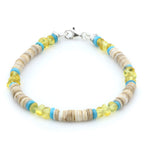 NATURAL BALTIC AMBER SHELL TURQUOISE 925 STERLING SILVER BRACELET. SPT80