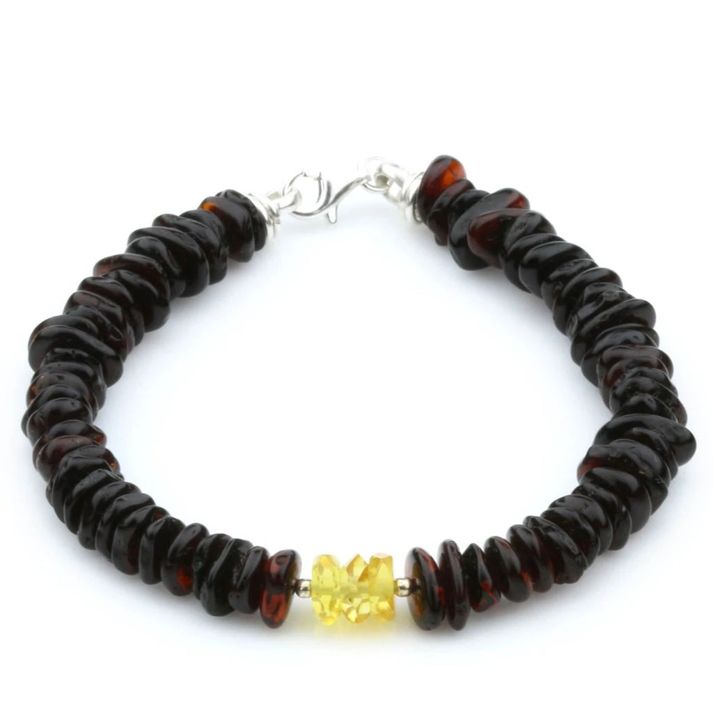 NATURAL BALTIC AMBER TURQUOISE 925 STERLING SILVER BRACELET. SPT91