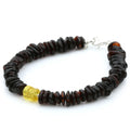 NATURAL BALTIC AMBER TURQUOISE 925 STERLING SILVER BRACELET. SPT91