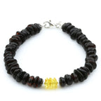 NATURAL BALTIC AMBER TURQUOISE 925 STERLING SILVER BRACELET. SPT96