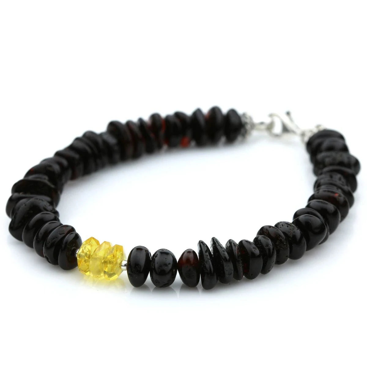 NATURAL BALTIC AMBER TURQUOISE 925 STERLING SILVER BRACELET. SPT96