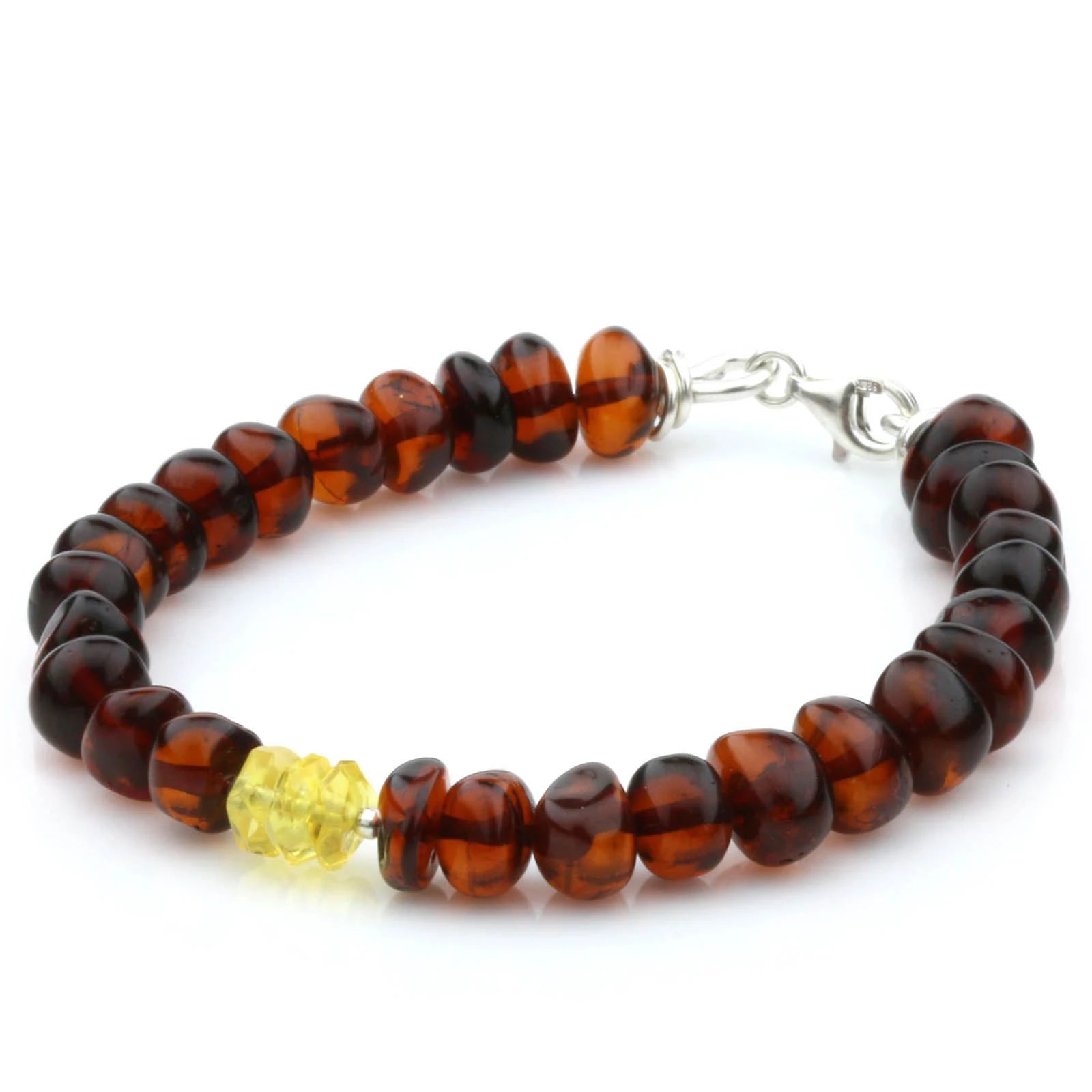NATURAL BALTIC AMBER 925 STERLING SILVER BRACELET. SPT99