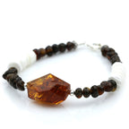 Adult Baltic Amber Shell Turquoise 925 Sterling Silver Bracelet. OCT02A