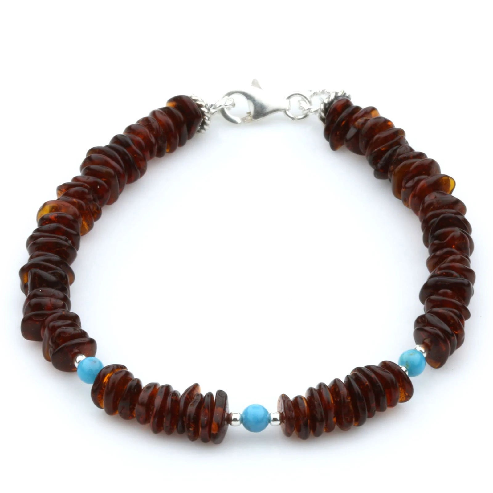 Adult Baltic Amber Turquoise 925 Sterling Silver Bracelet. OCT22