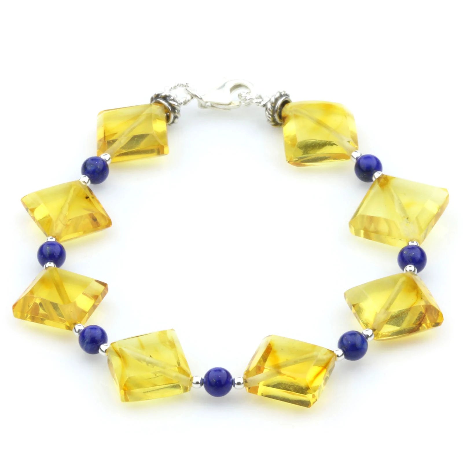 Adult Baltic Amber Lapis 925 Sterling Silver Bracelet. OCT51B